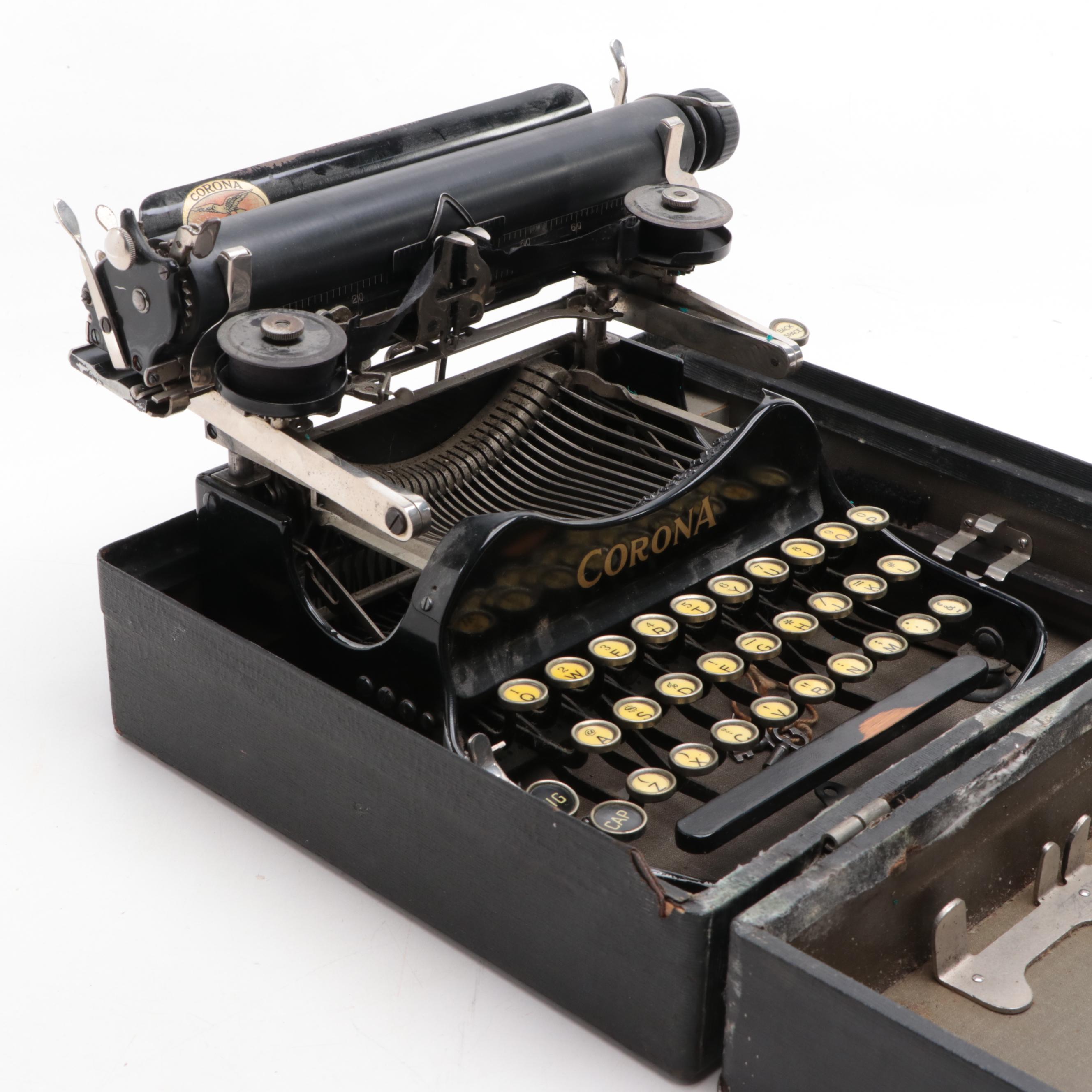 Corona Typewriter with Case, Early to Mid 20th Century EBTH