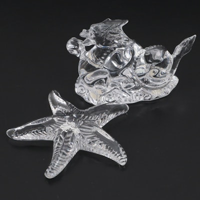 Baccarat Crystal Zodiac Dragon and Star Fish Figurines
