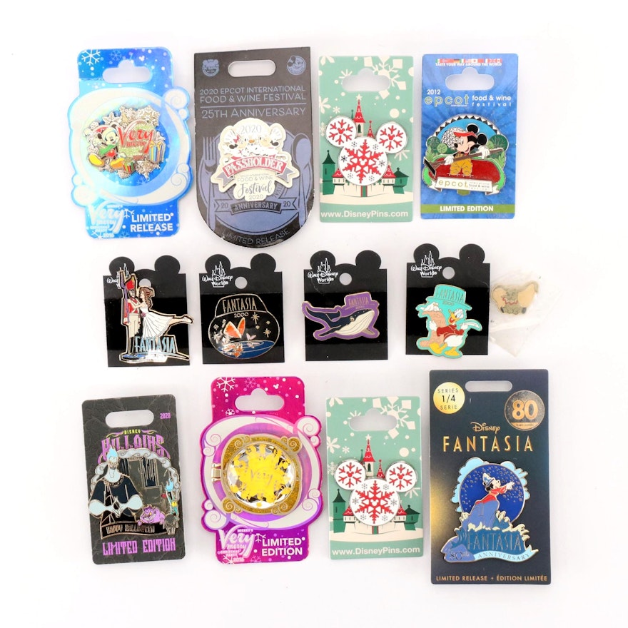 Disney Enameled Metal Pins Including Limited Edition