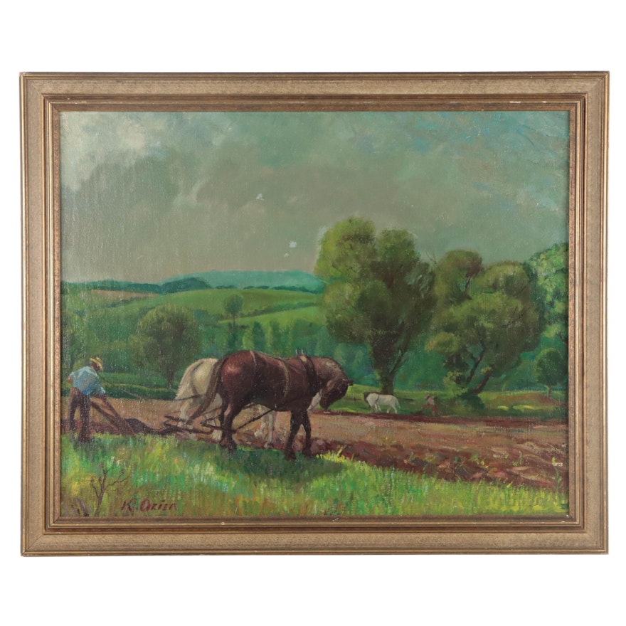 Kenneth H. Ozier Landscape Oil Painting, Mid to Late 20th Century