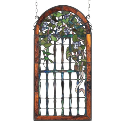 Wisteria Pattern Stained Glass Hanging Panel
