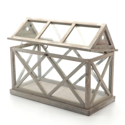 House Form Lift-Lid Wood and Glass Terrarium