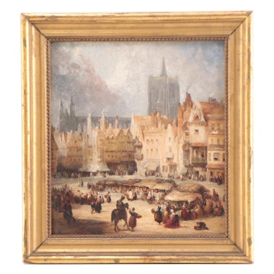 Oil Painting of European Cityscape