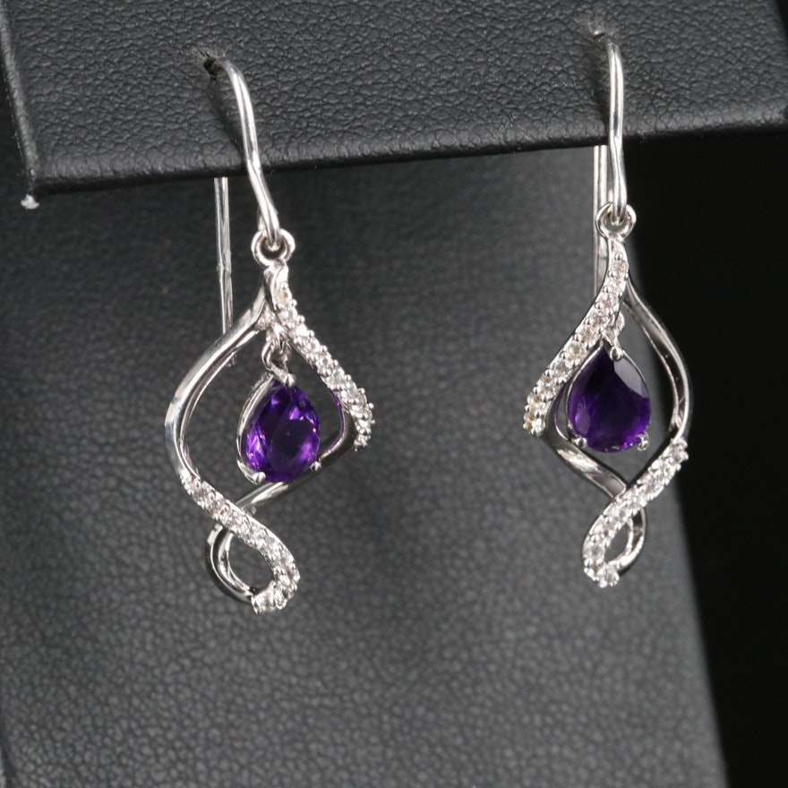Sterling Amethyst and Sapphire Earrings