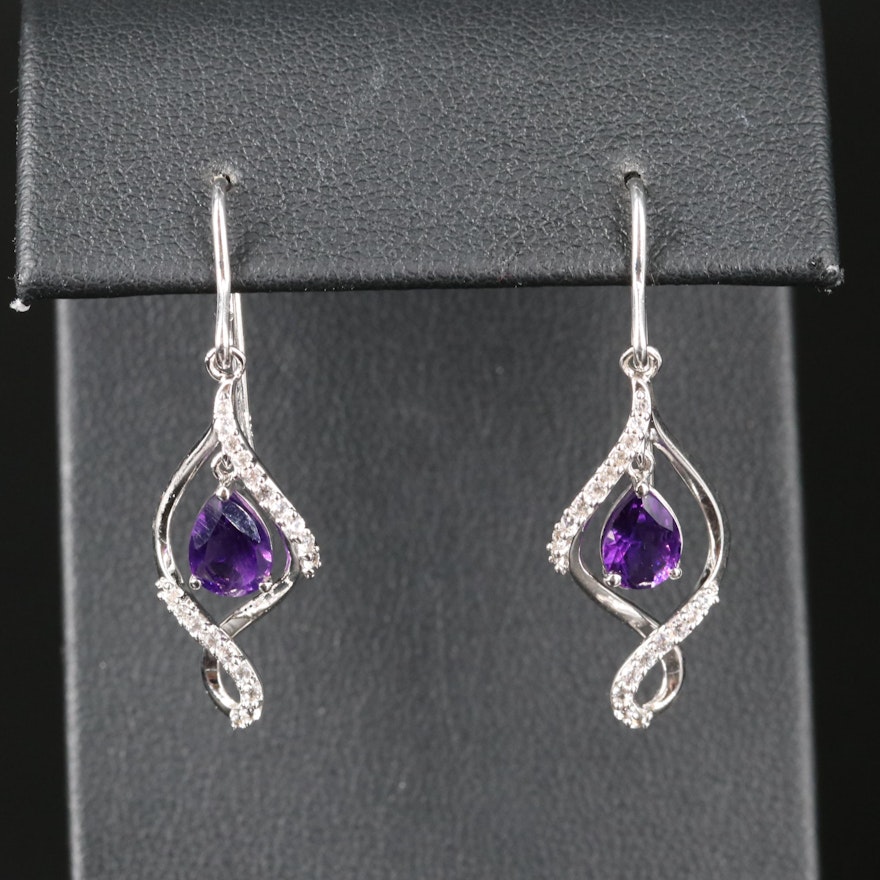 Sterling Amethyst and Sapphire Earrings