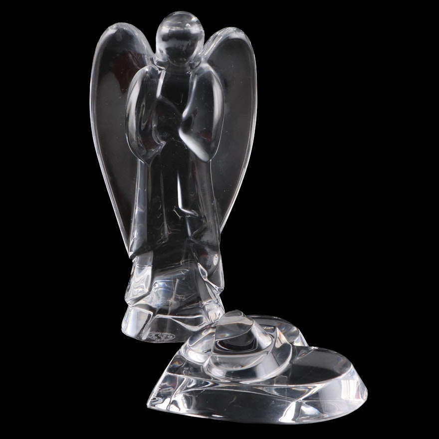 Baccarat "Angel with Arms Folded" Figurine and "Three Hearts" Paperweight