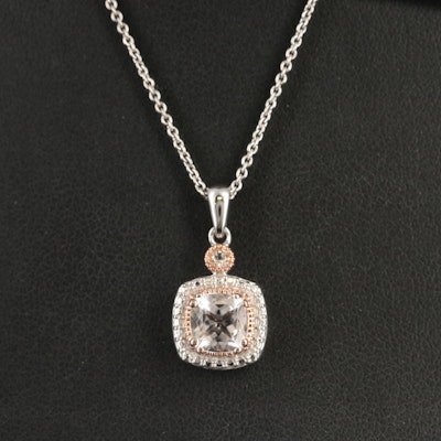 Sterling Morganite and Topaz Pendant Necklace