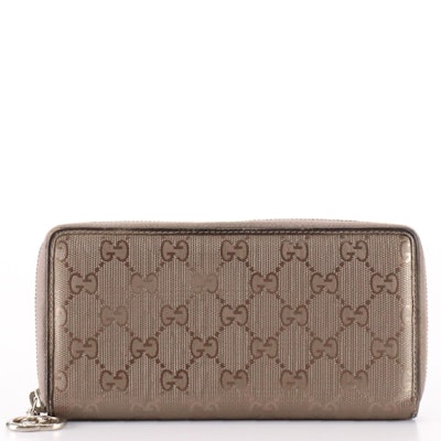 Gucci Zippy Wallet in Metallic Coated Canvas with Box