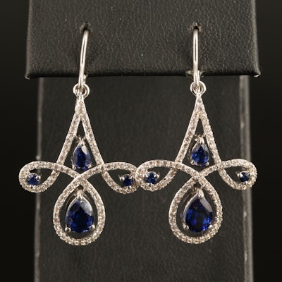 Sterling Blue and White Sapphire Pendant Earrings