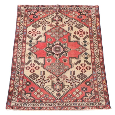 3'5 x 4'11 Hand-Knotted Persian Hamadan Accent Rug