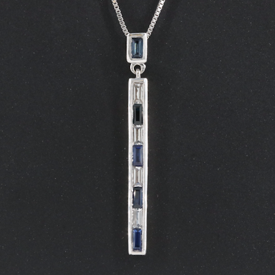 Sterling Blue and White Sapphire Pendant Necklace
