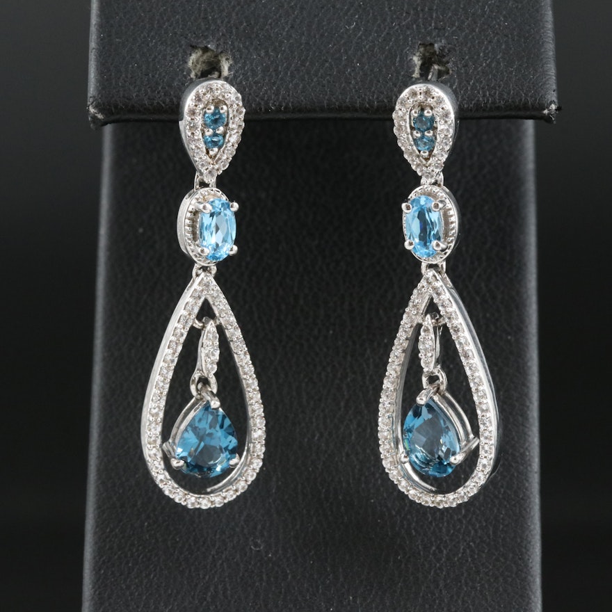 Sterling Topaz and Sapphire Earrings