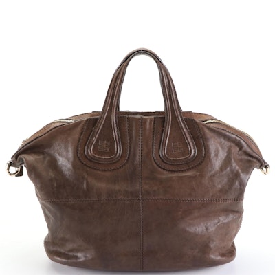 Givenchy Nightingale Two-Way Satchel in Brown Leather