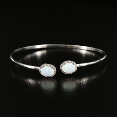 Sterling Opal and Sapphire Open Top Bangle