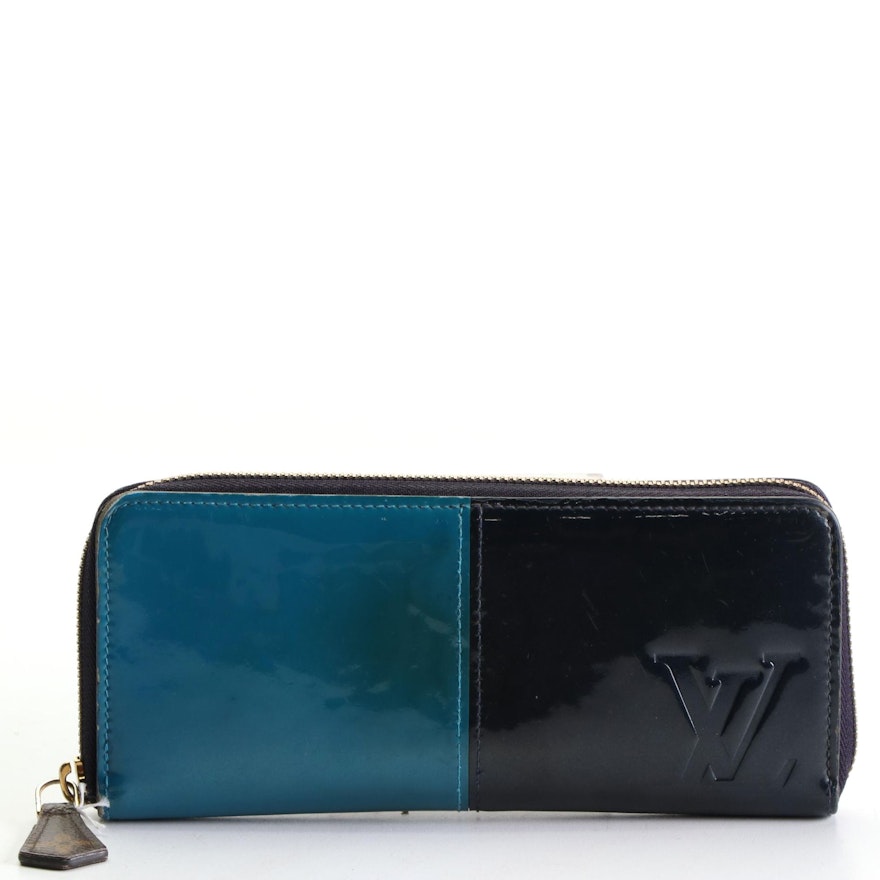 Louis Vuitton Two-Tone Blue Vernis Miroir Clemence Wallet