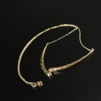 14K Curved Cut Out Bar Necklace