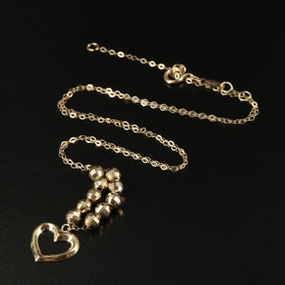 14K Beads with Heart Pendant Necklace