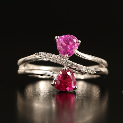 Sterling Ruby and White Sapphire Heart Toi-et-Moi Ring