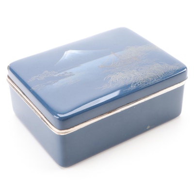 Japanese Meiji Style Sterling Silver Rim Cloisonné Enamel Box