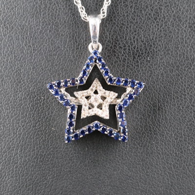 Sterling Sapphire Star Pendant Necklace
