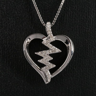 Sterling 0.11 CTW Diamond Heart Pendant Necklace