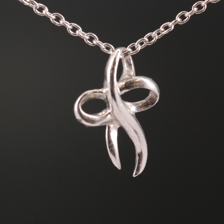 Sterling Bow Pendant Necklace