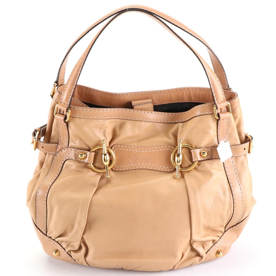 Gucci Shoulder Bag in Tan Leather with Bridle Bit Hardware