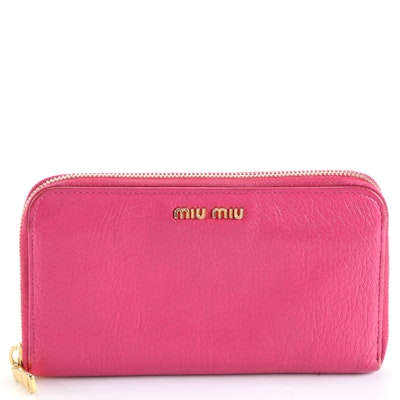Miu Miu Grained Leather Zip Wallet