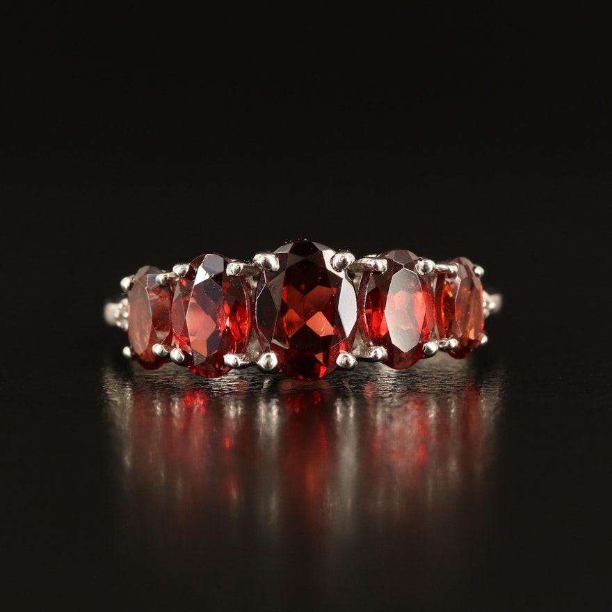 Sterling Garnet and White Sapphire Band