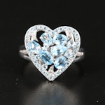 Sterling Sky Blue Topaz and White Sapphire Heart Ring