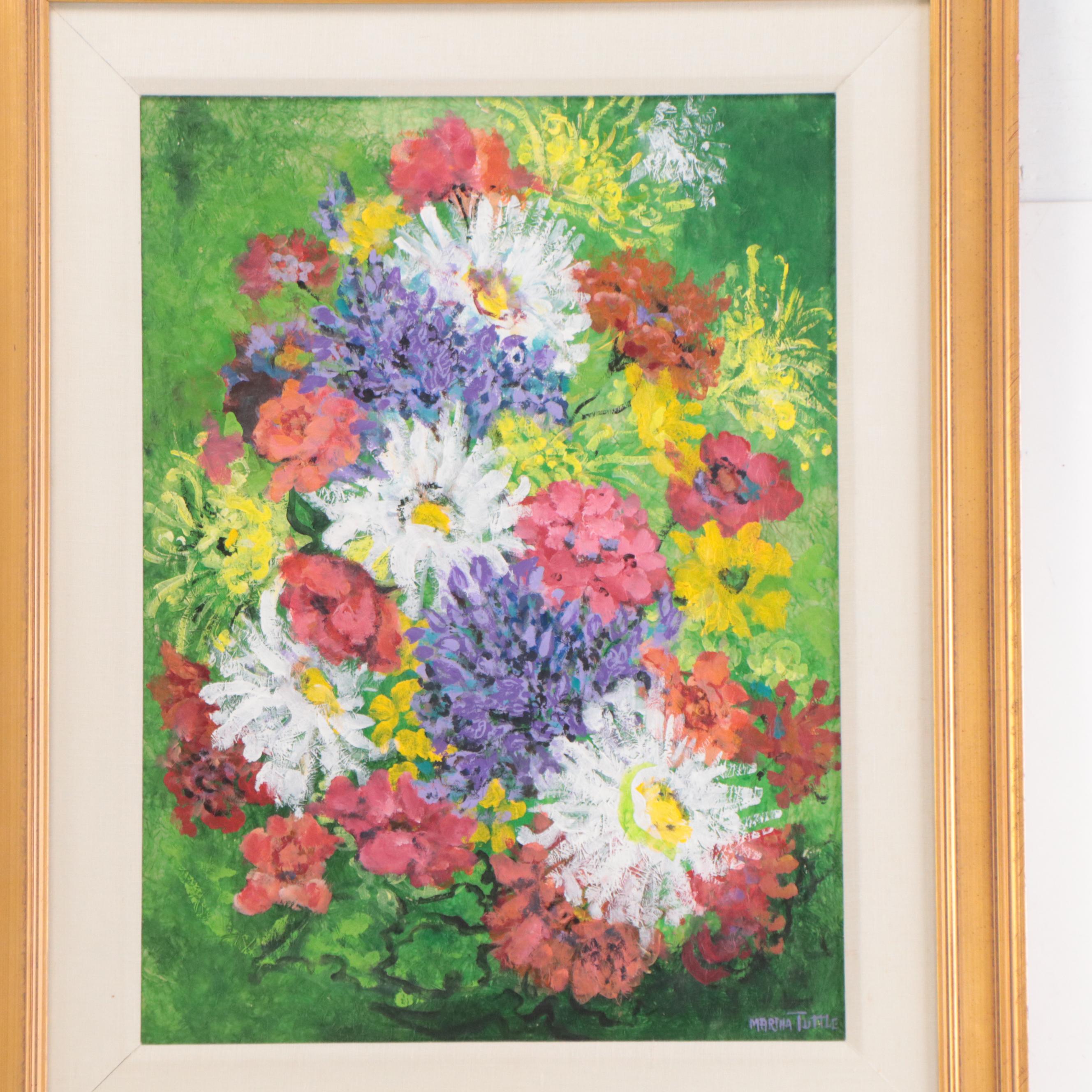 Martha Tuttle Floral Acrylic Painting EBTH