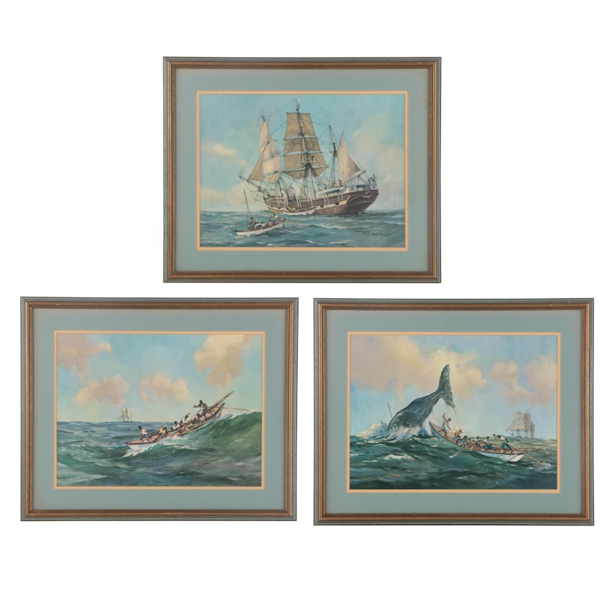 Offset Lithographs After Percy Dalton Including "Nantucket Sleighride"
