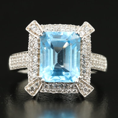 Sterling Swiss Blue Topaz and White Sapphire Ring