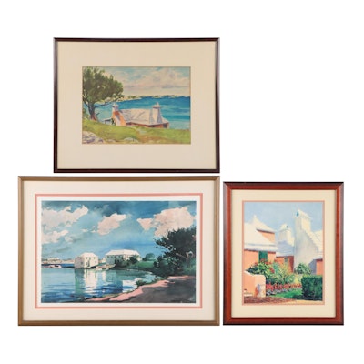 Landscape Offset Lithographs Including "Fourways Inn" After Maria Evers Smith