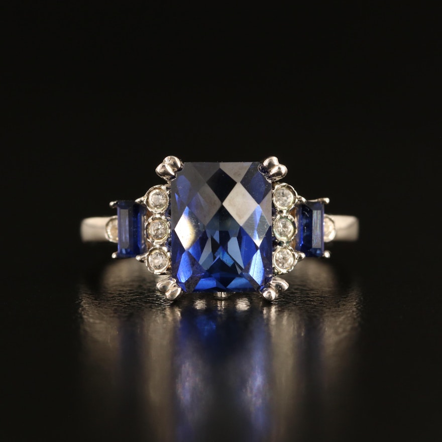 Sterling Sapphire and White Sapphire Ring