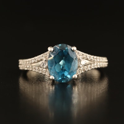 Sterling London Blue and White Topaz Ring