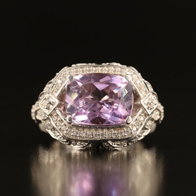 Sterling Amethyst and White Zircon Ring