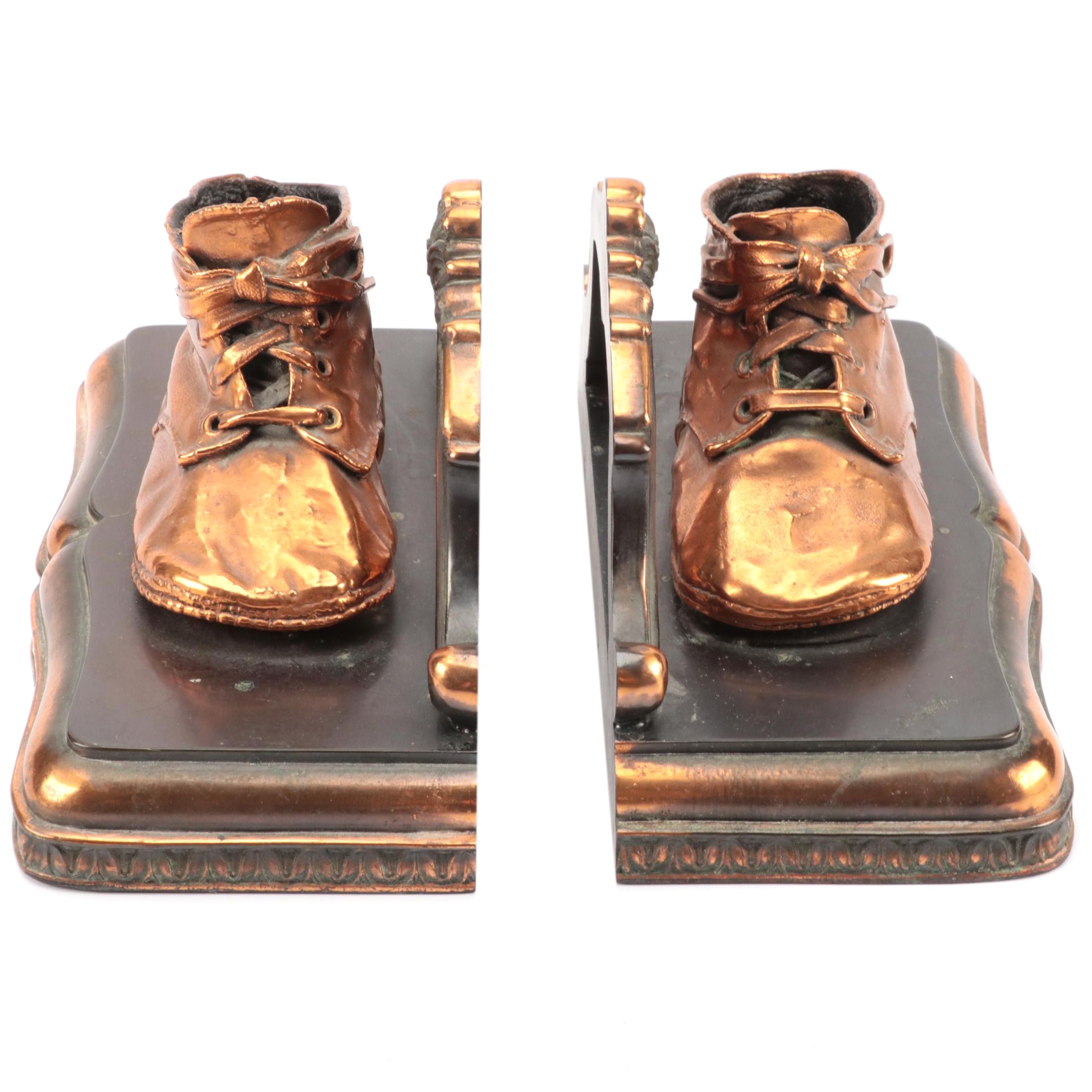 Bronzed Baby Shoe Bookends EBTH