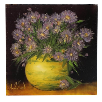 Thu-Thuy Tran Oil Painting "Violet Blooms," 2023