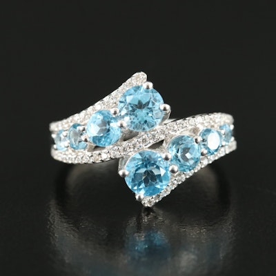 Sterling Topaz and Cubic Zirconia Bypass Ring