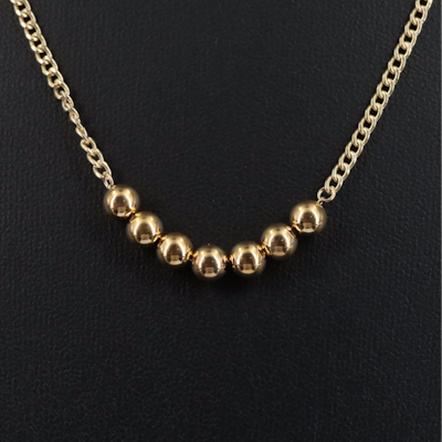 14K Stationary Beads Necklace