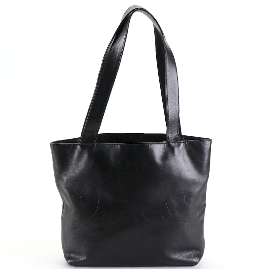 Chanel Embossed Leather Shoulder Tote Bag