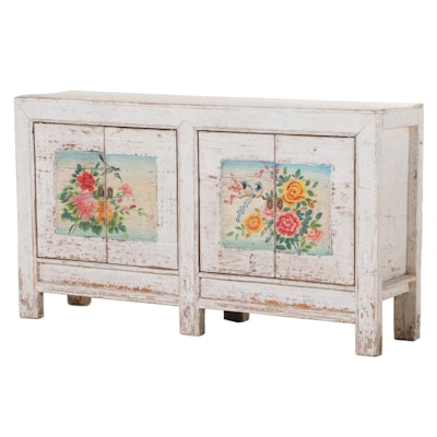 Provincial Chinese Paint-Decorated Pine Cabinet