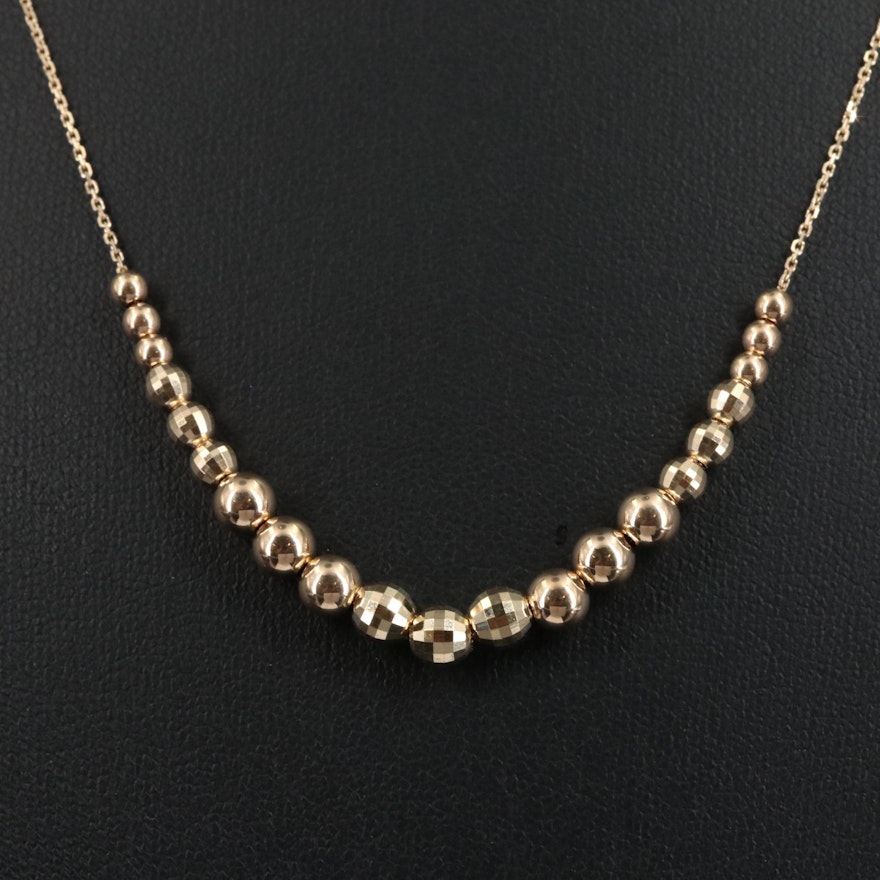 14K Beads on Cable Chain Necklace