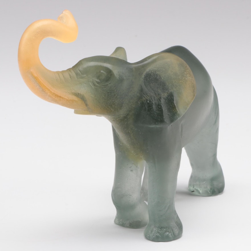 Daum Pâte de Verre Glass Elephant Figure with Box