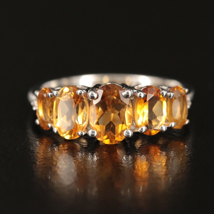 Sterling Citrine and White Sapphire Band