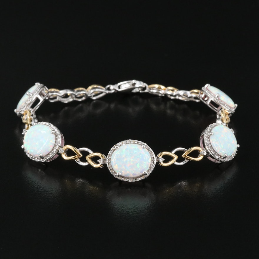 Sterling Opal and Sapphire Bracelet
