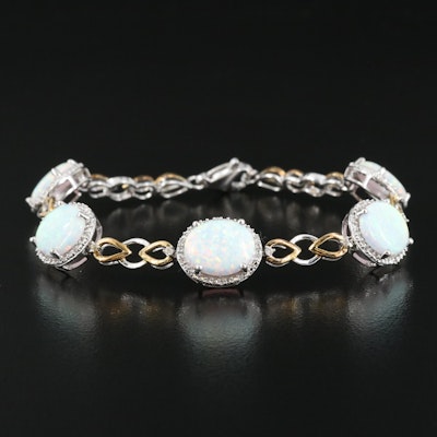Sterling Opal and Sapphire Bracelet