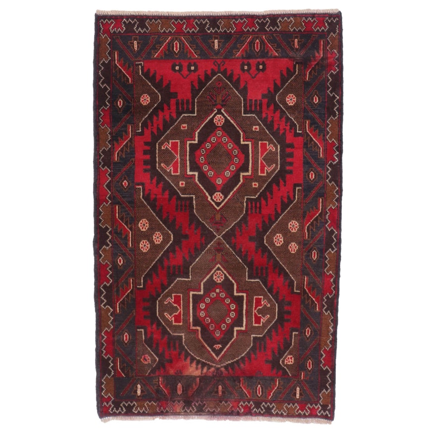 2'11 x 4'8 Hand-Knotted Afghan Baluch Accent Rug