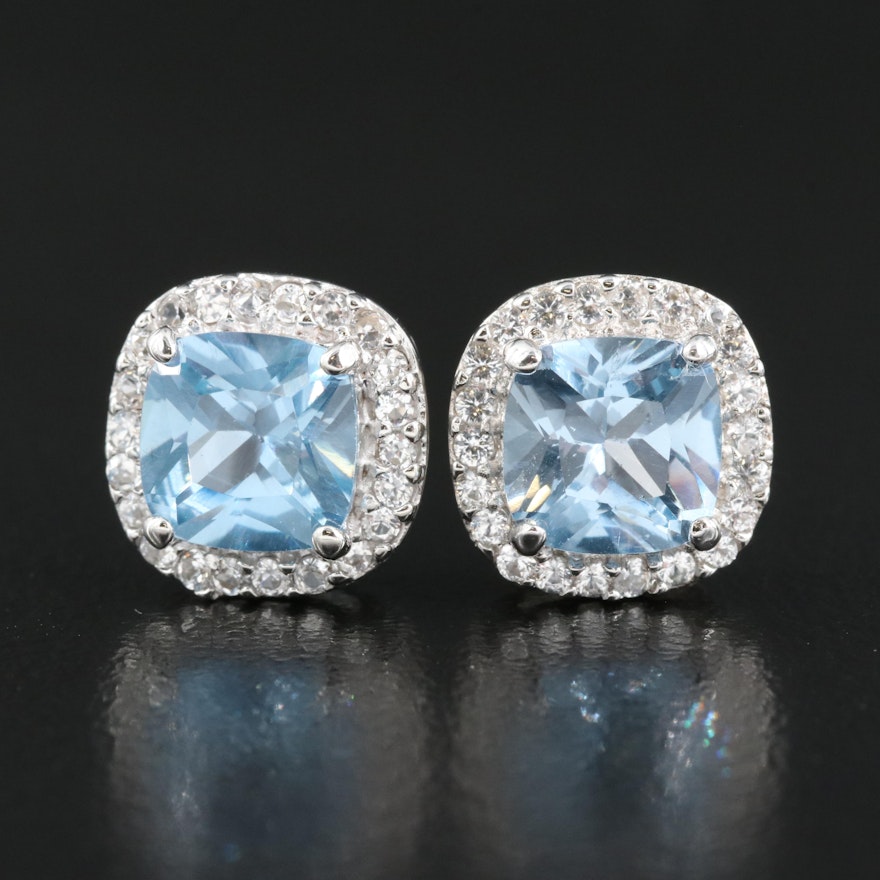 Sterling Topaz and Sapphire Stud Earrings